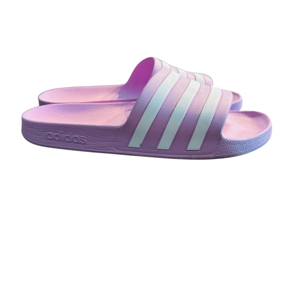 Adidas Adilette Aqua Slides Women’s Size 11 Pink White Stripes Comfort Sandals - Picture 3 of 9